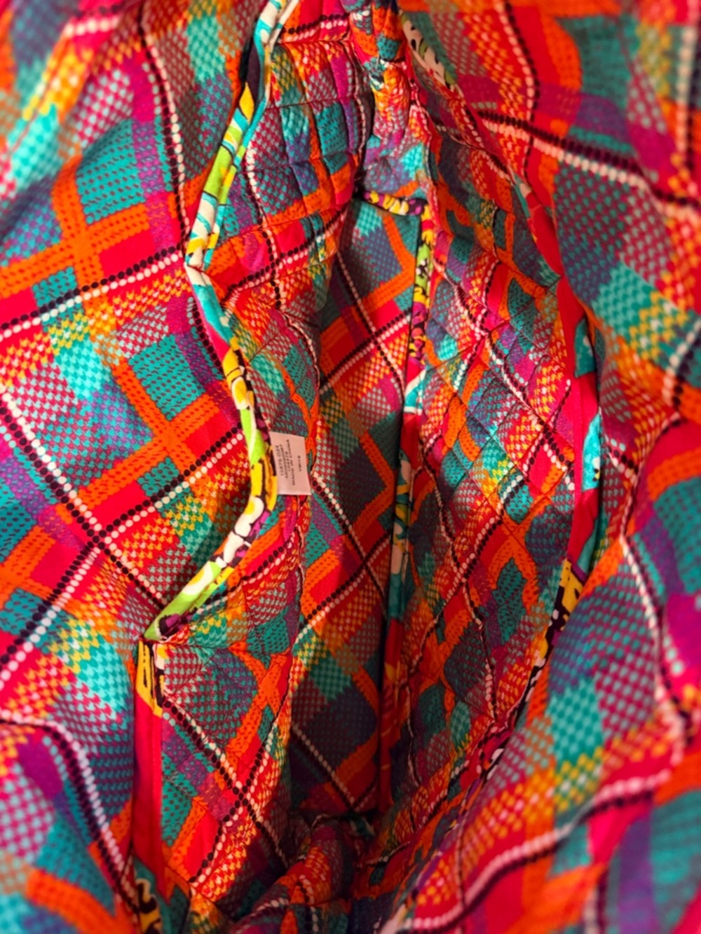 Vera Bradley Small Hathaway Tote Bag in Red with Turquoise Yellow & Greens NWOT - Picture 11 of 12